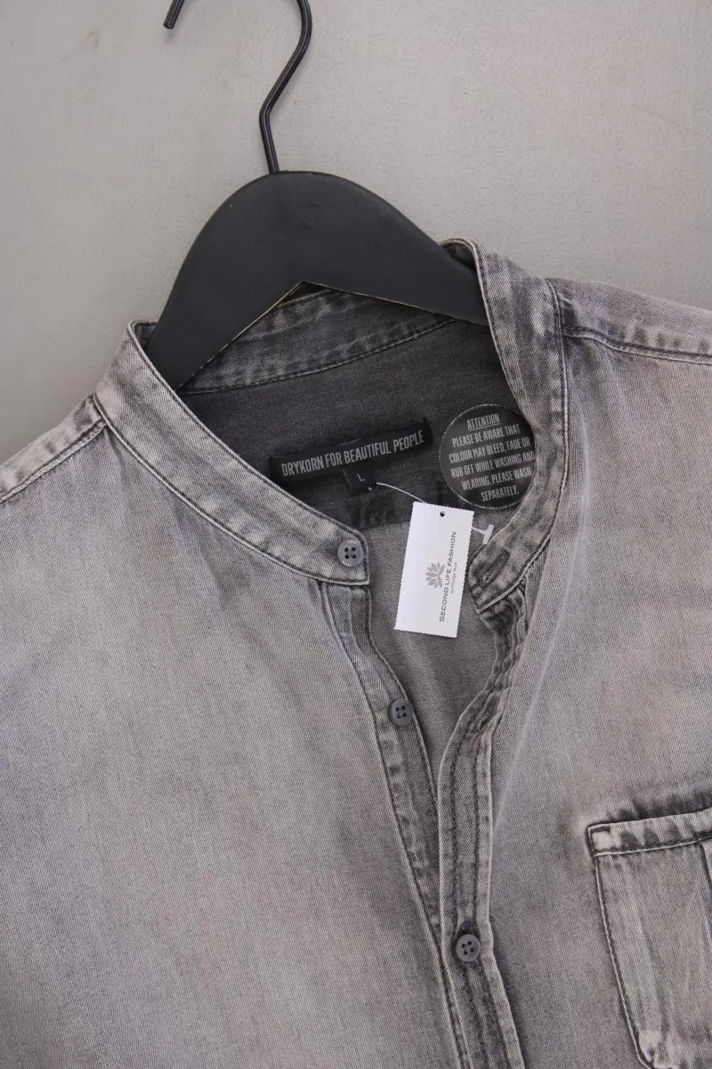 Drykorn Jeanshemd für Herren Gr. L neuwertig Langarm grau aus Baumwolle