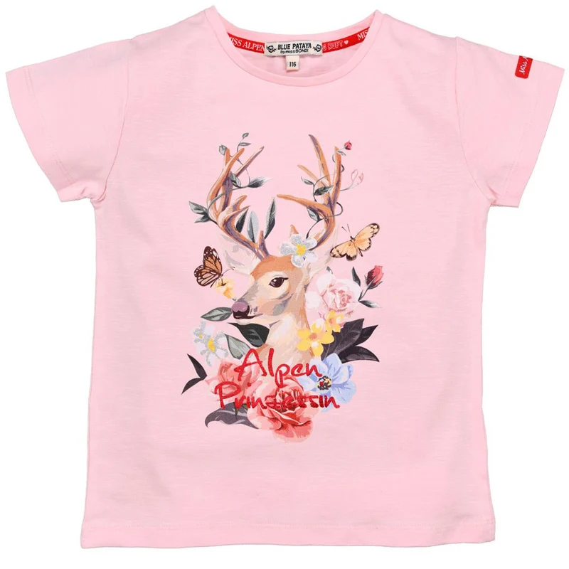BONDI Mädchen T-Shirt "Alpenglück" mit Hirschprint 26090 | Rosa