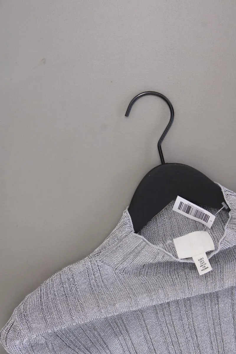 H&M Langarmshirt Gr. S mit Glitzer silber aus Viskose