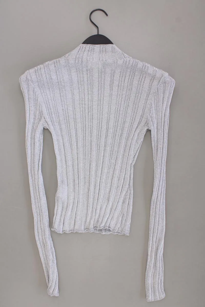 H&M Langarmshirt Gr. S mit Glitzer silber aus Viskose