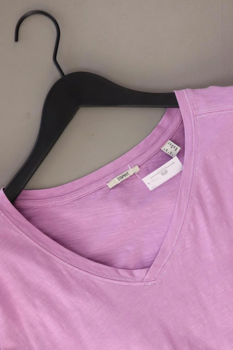 Esprit Shirt mit V-Ausschnitt Gr. XL Kurzarm lila aus Baumwolle