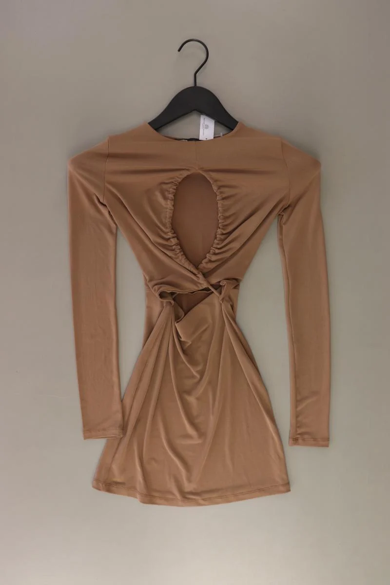 Pull&Bear Schlauchkleid Gr. XS Langarm braun aus Polyester