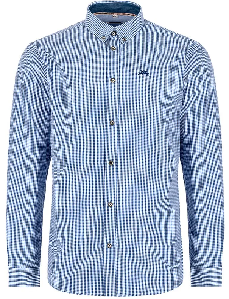 MADDOX Kariertes Herren Trachtenhemd - Hemd-47 | Navy Blau