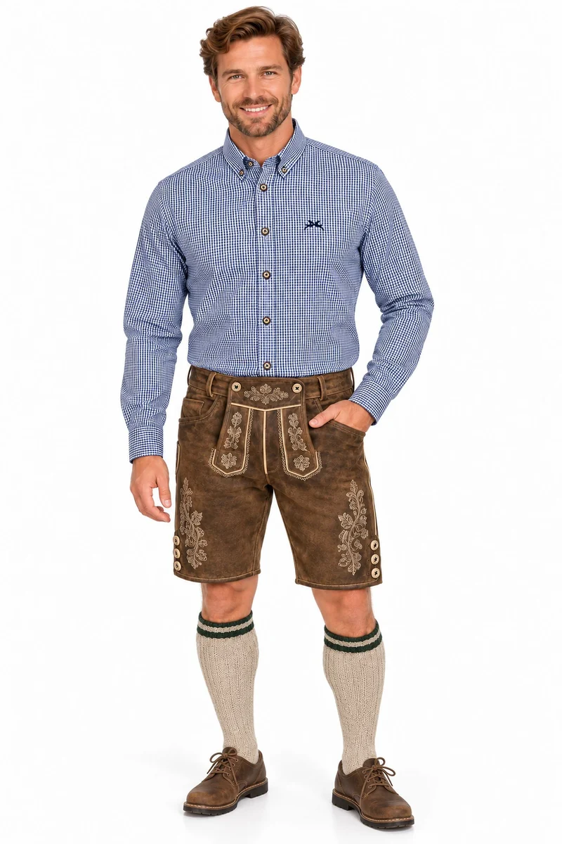 MADDOX Kariertes Herren Trachtenhemd - Hemd-47 | Navy Blau