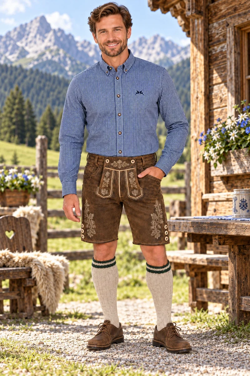MADDOX Kariertes Herren Trachtenhemd - Hemd-47 | Navy Blau