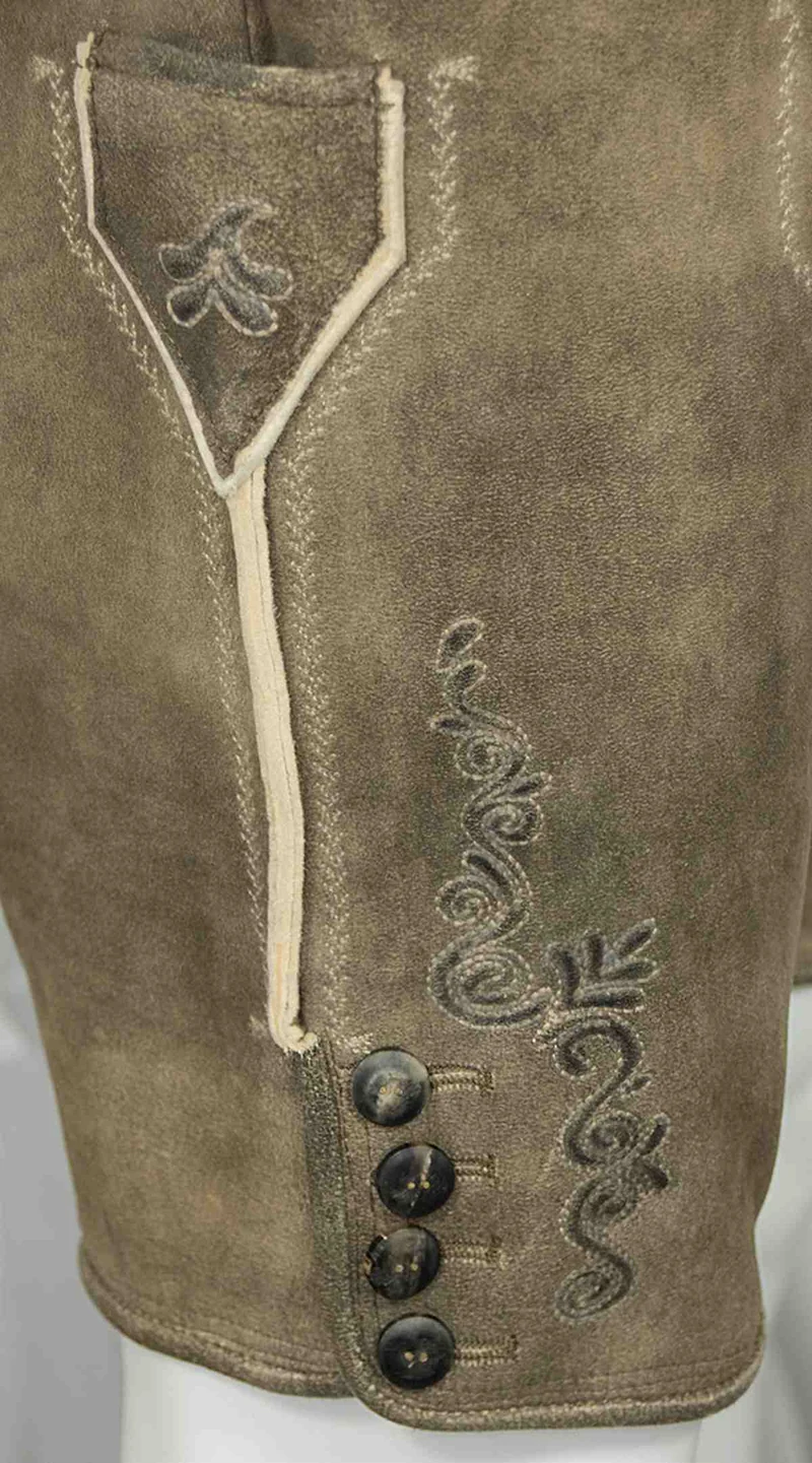 SCHWEIGERT´s Kurze Hirsch Lederhose Hartmut mit Träger - Rauch | Exklusiv von MADDOX
