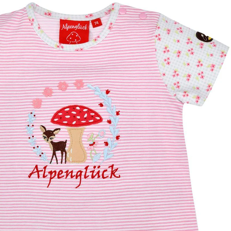 BONDI Mädchen T-Shirt "Alpenglück" mit Reh und Pilz 86615 | Rosa