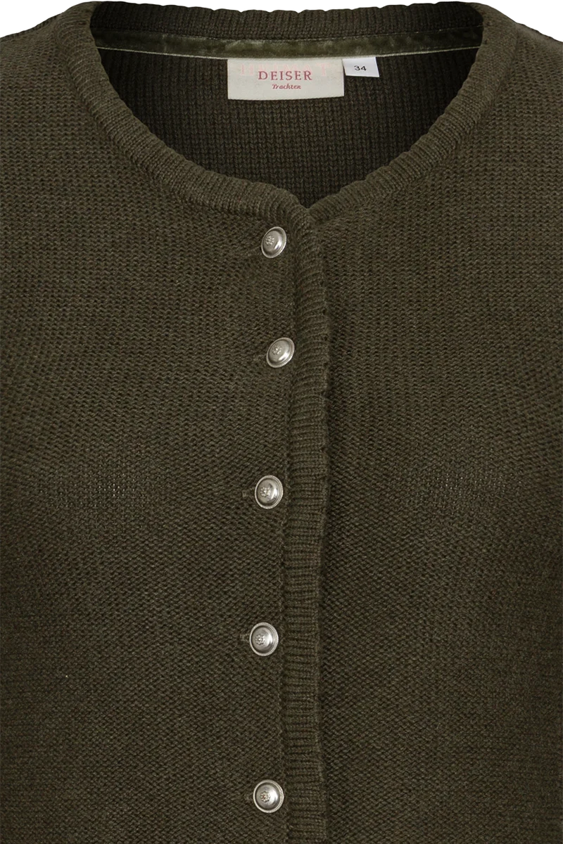 Damen Dirndljacke Strickjacke tailliert - olive