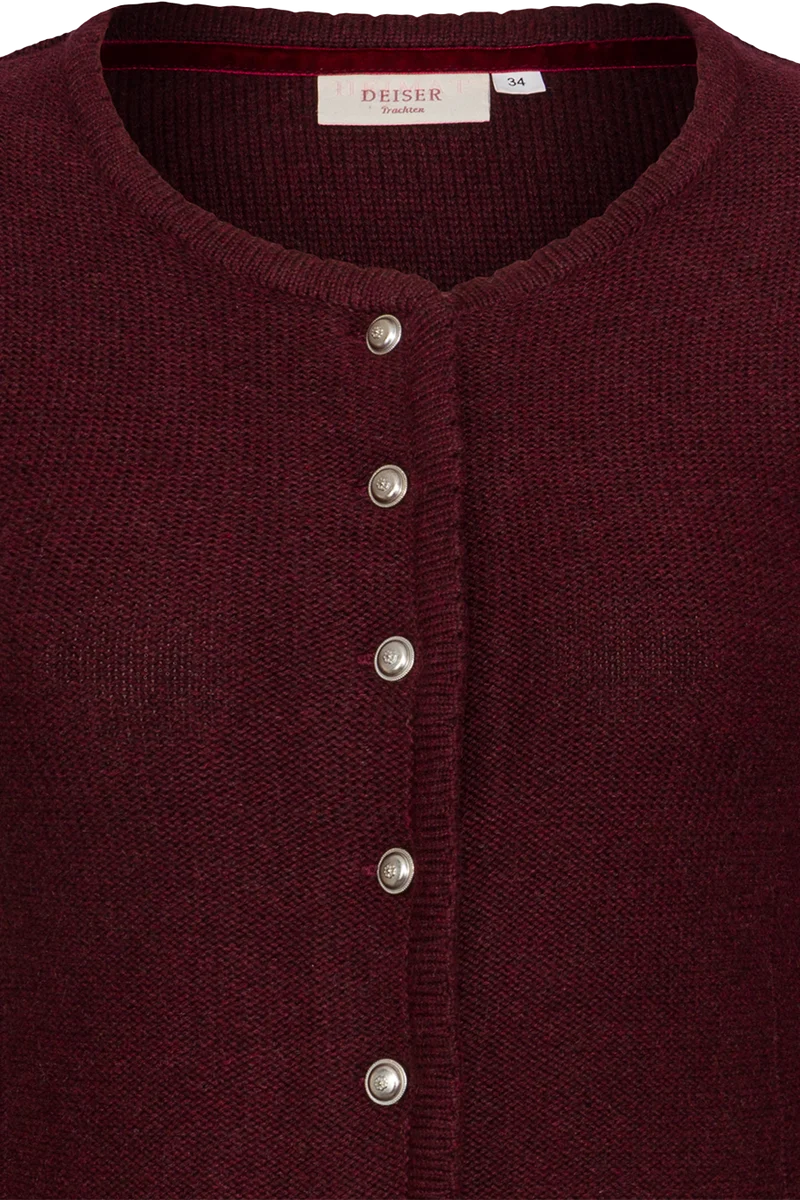 Damen Dirndljacke Strickjacke tailliert - wine