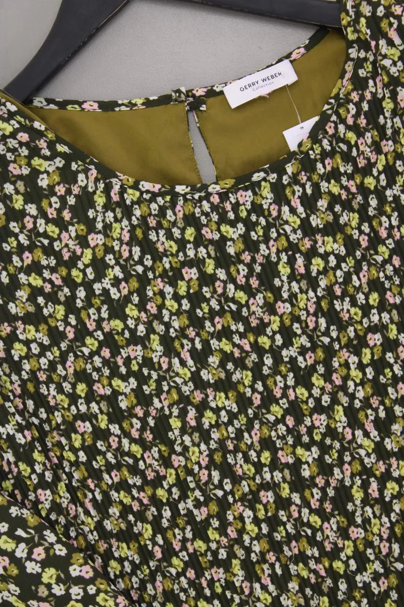 Gerry Weber Chiffonkleid Gr. 44 mit Blumenmuster Langarm olivgrün