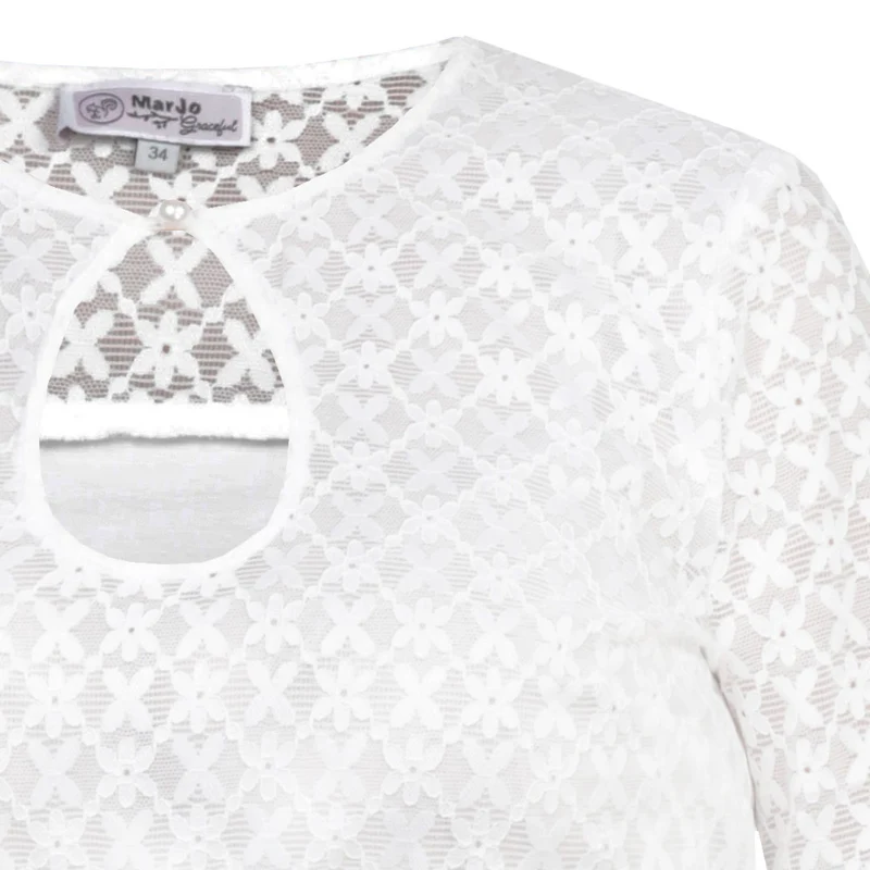 MarJo Dirndlbluse "Gisela-Anna" Lochausschnitt Halbarm | Offwhite