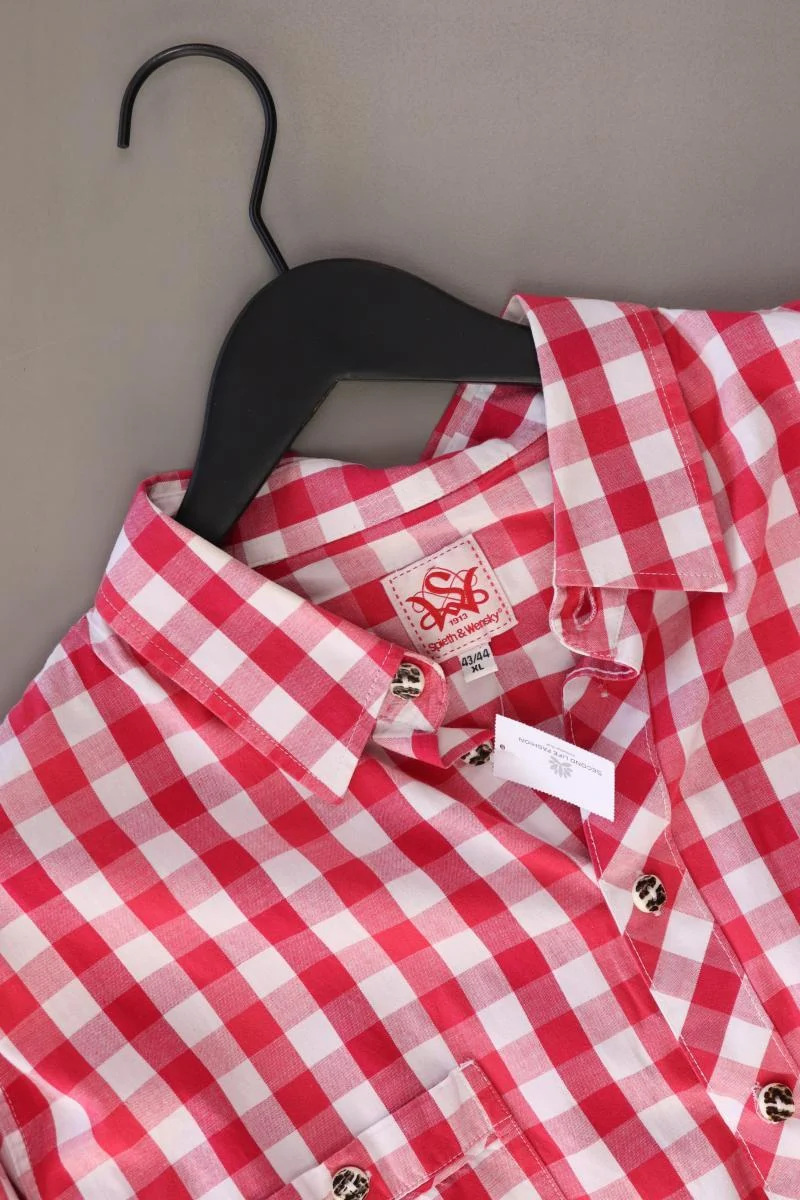 Spieth Wensky Trachtenhemd für Herren Gr. XL kariert Langarm rot aus Baumwolle