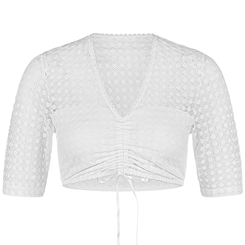 Nina von C. Spitzen Dirndlbluse "Karin" V-Ausschnitt 16463358 | Weiß