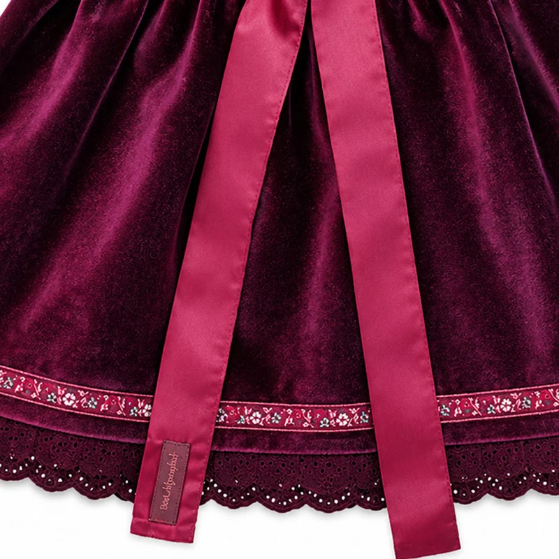 BONDI Mädchen Samtrock mit Schürze 26103 | Blueberry