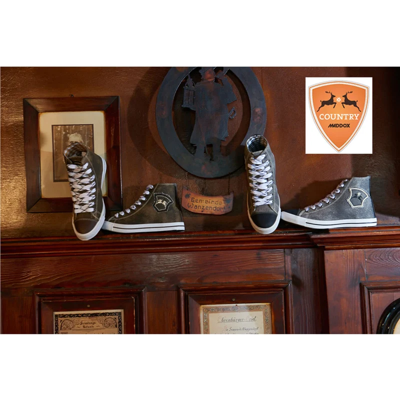 MADDOX Trachten Leder Schuhe Hohe Sneaker "Marinus" | Bernstein