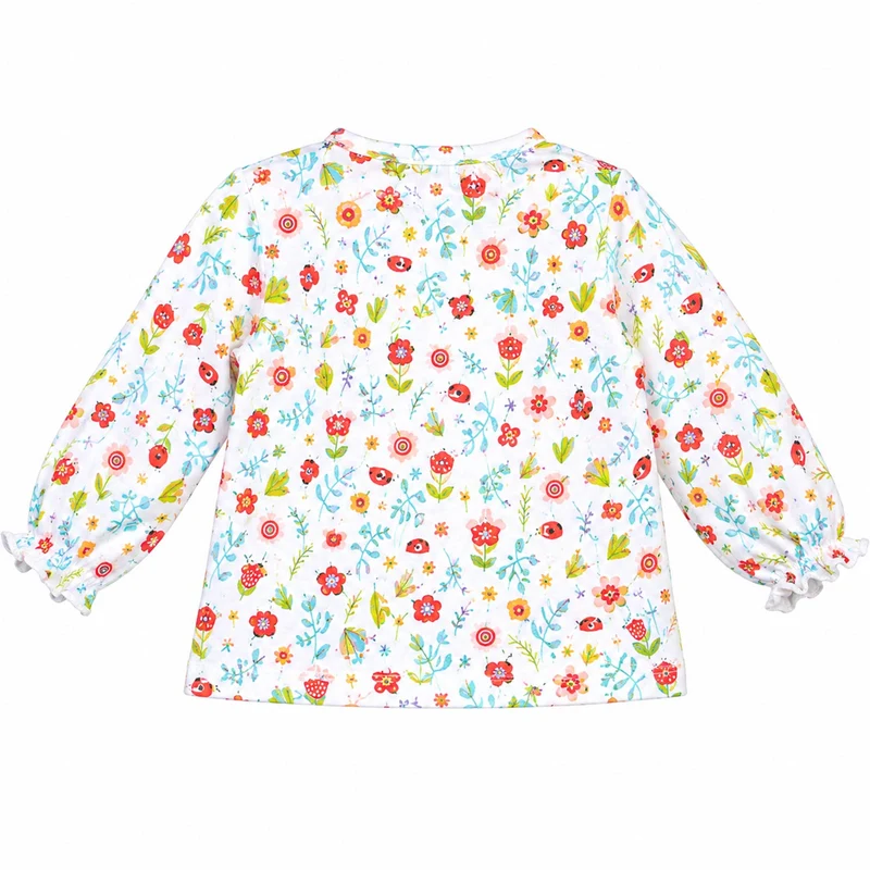 BONDI Langarmshirt "Blümchen und Käfer" 93692 - Weiß / Bunt | Pullover