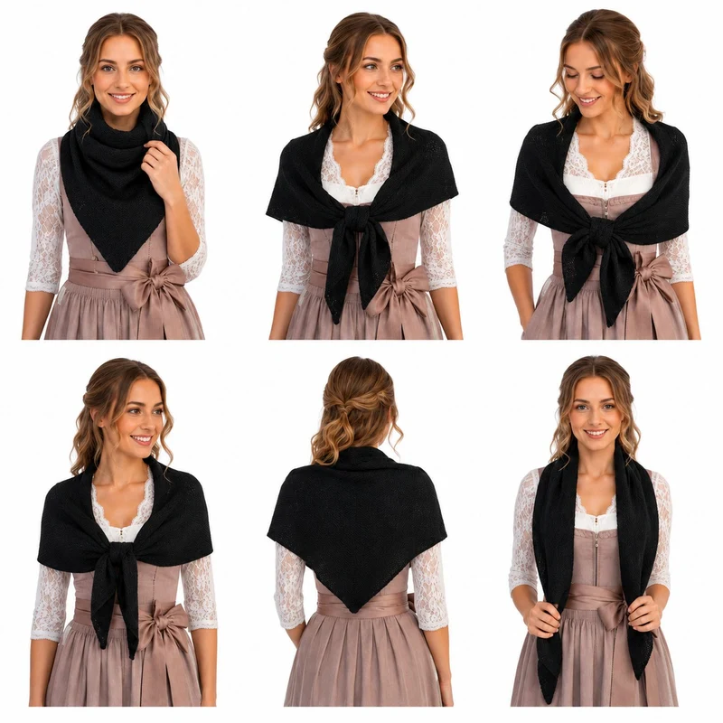 XL Strick Dreieckstuch - Schal 200 x 80 cm | Schwarz