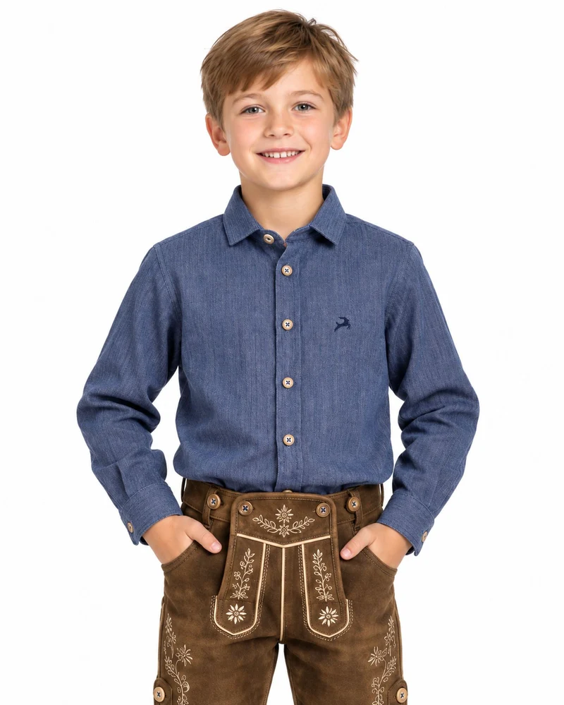 MADDOX Kinder Trachtenhemd "Jonas" K-107 | Blau