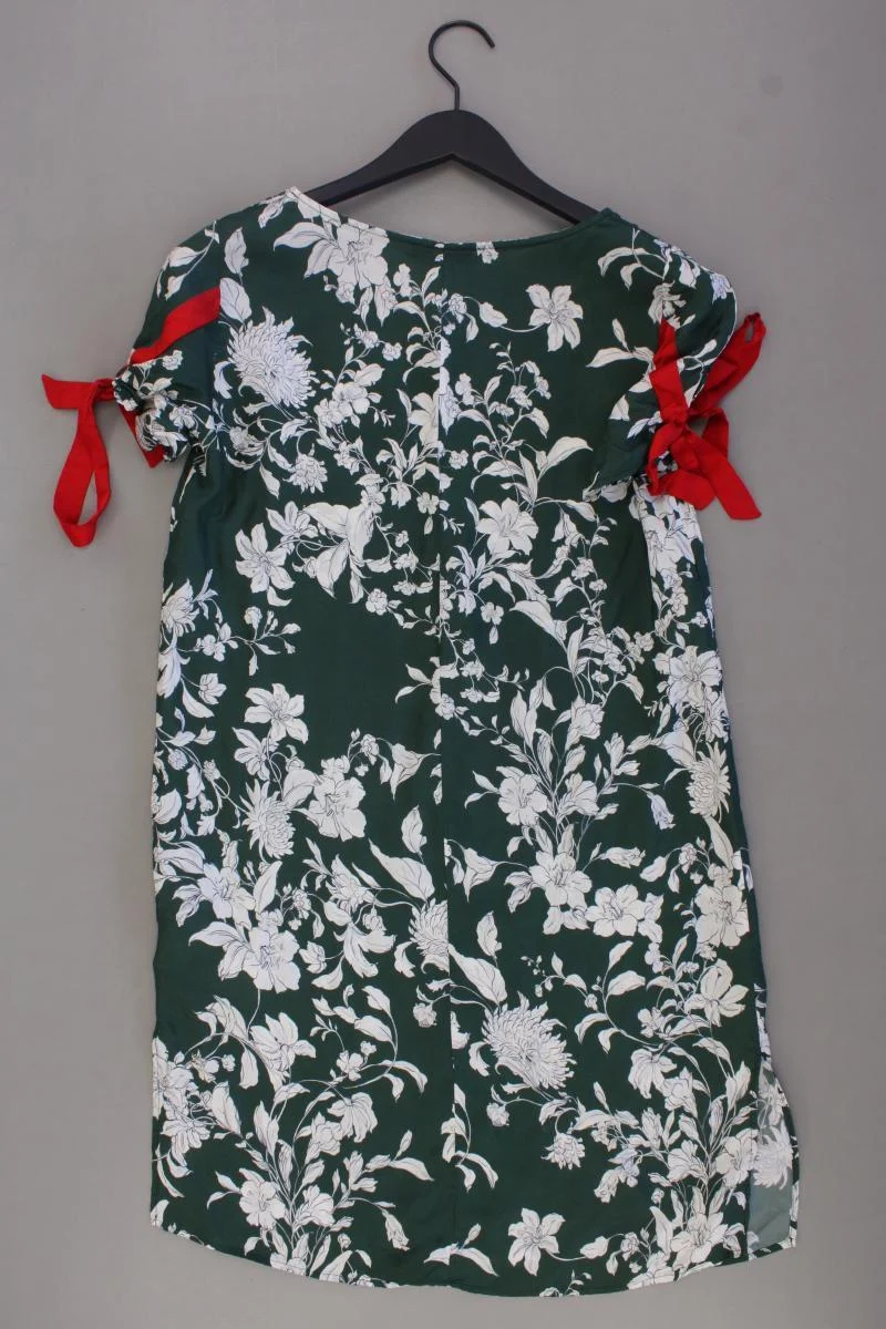 MaxCo. Kurzarmkleid Gr. 38 mit Blumenmuster grün aus Viskose
