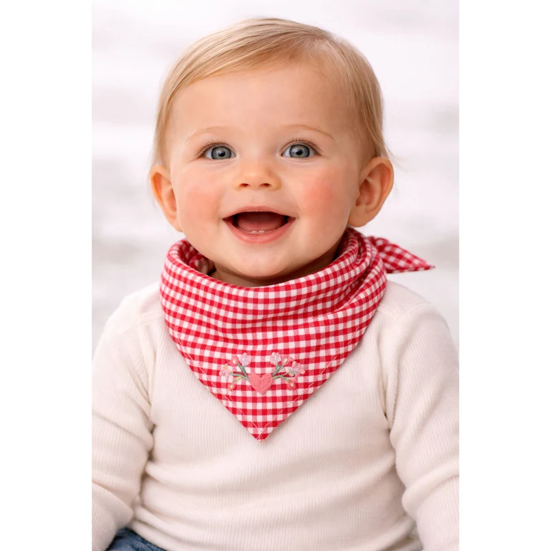 BONDI Baby Mädchen Halstuch Dreieckstuch 87001 | Rot Weiß kariert