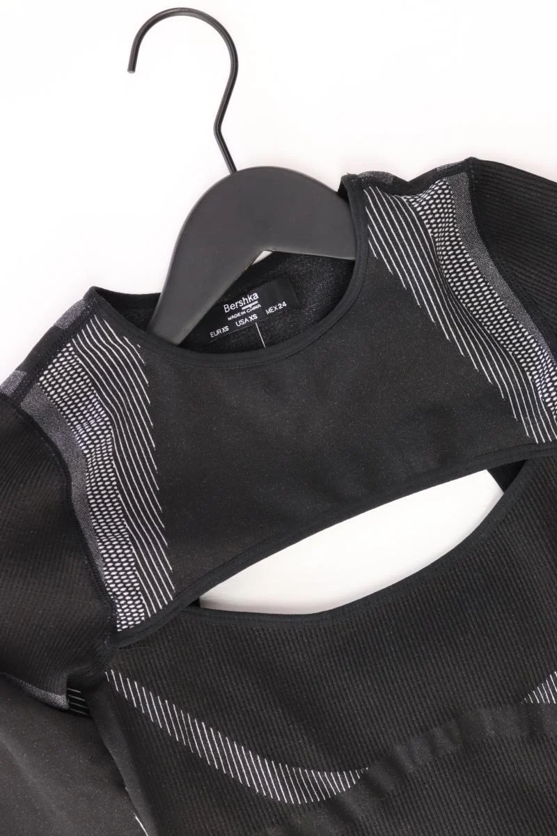 Bershka Schlauchkleid Gr. XS Langarm grau aus Polyester