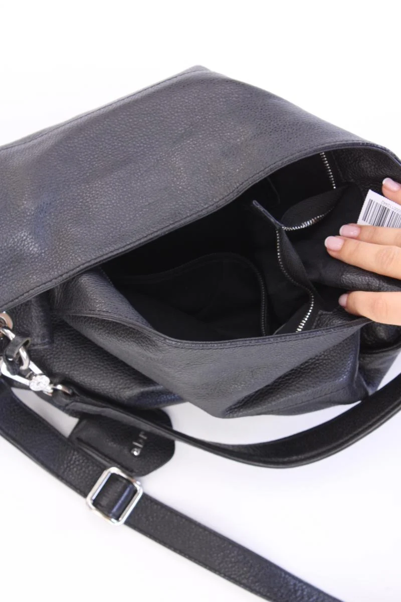Abro Schultertasche schwarz aus Leder