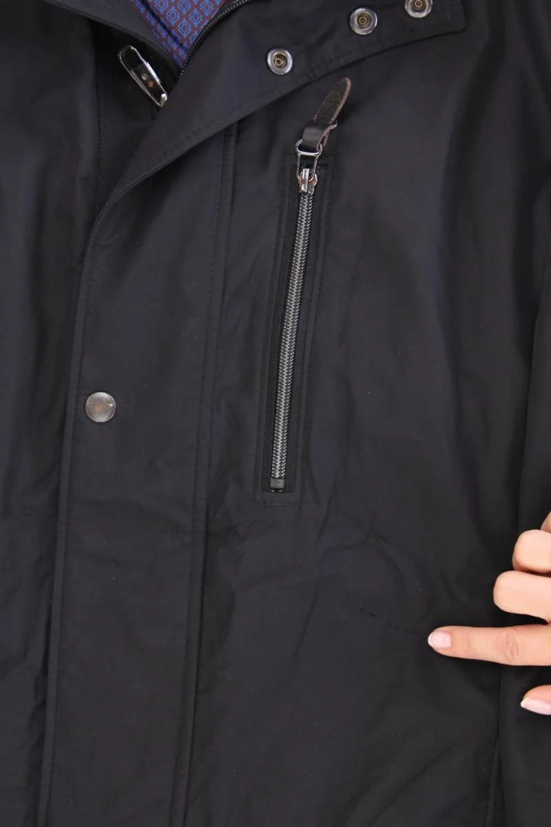 Pierre Cardin Lange Jacke für Herren Gr. 50 schwarz aus Polyester