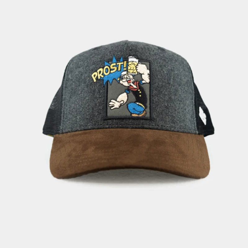 Bavarian Caps Popeye Gebogen Grau