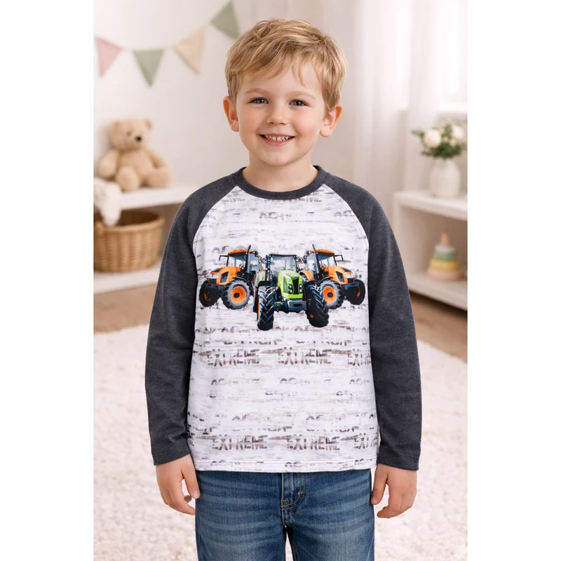 BONDI Jungen Langarmshirt "Big Wheels" 33164 | Anthrazit Melange