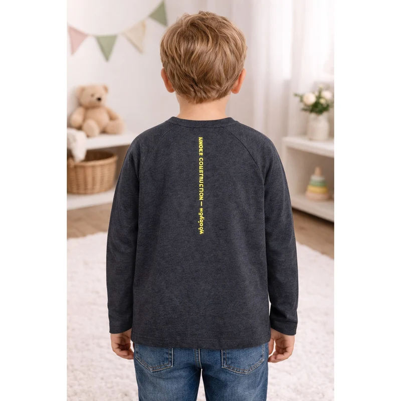 BONDI Jungen Langarmshirt "Big Wheels" 33164 | Anthrazit Melange