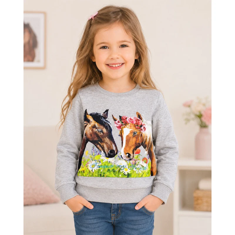 BONDI Mädchen Langarmshirt "Forever my friend" 36205 | Grey Melange