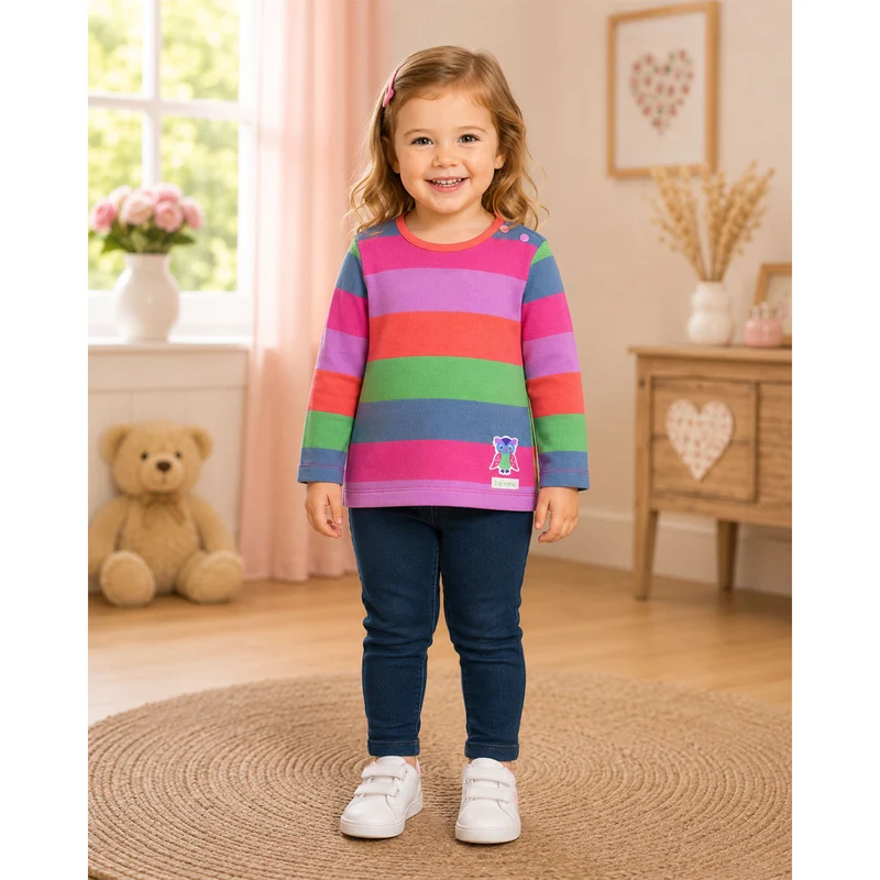 BONDI Mädchen Langarmshirt "Be mine" 86966 | Stripe Pink/Apricot