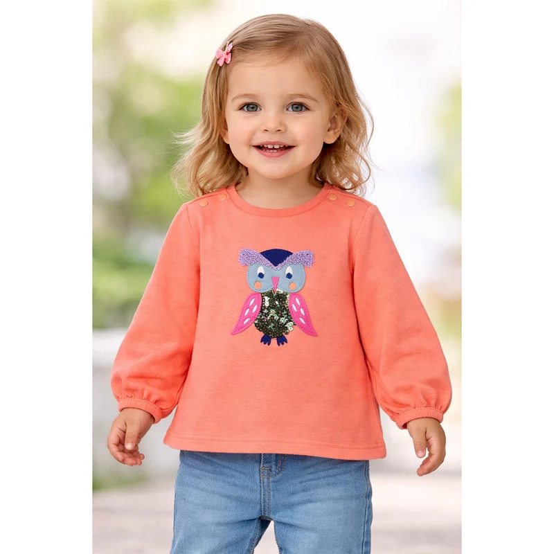 BONDI Baby Mädchen Langarmshirt "Eule" 86968 | Apricot