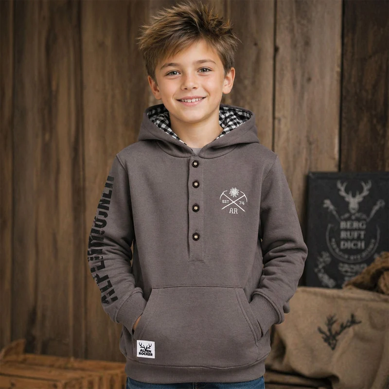 BONDI Jungen Sweatshirt Hoodie "Alpenrocker" 29992 | Coffee