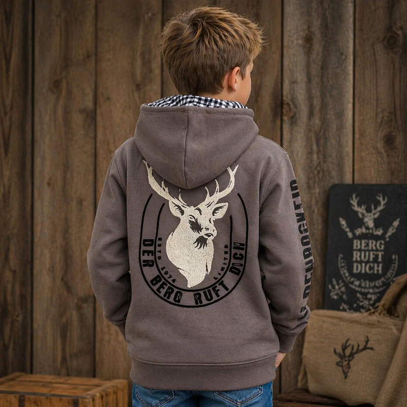 BONDI Jungen Sweatshirt Hoodie "Alpenrocker" 29992 | Coffee
