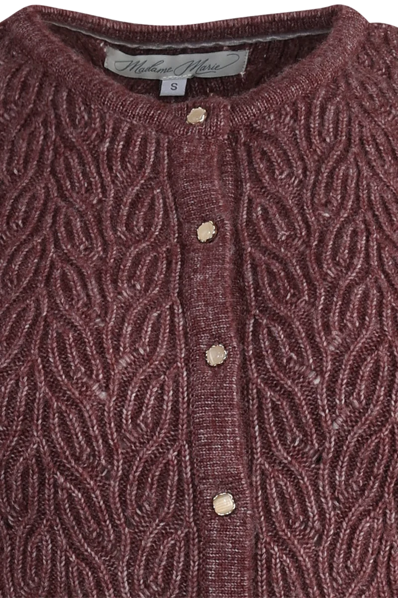Damen Dirndljacke mit erhabenem Strickmuster - mahagoni melange