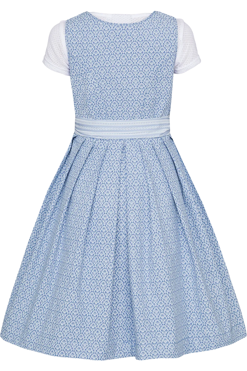Kinder Baumwolldirndl gemustert mit Bluse - hellblau