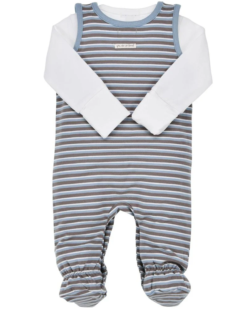 BONDI Baby Strampler Strampelanzug "My Friend" 94016 | Stripe Schoko Blue