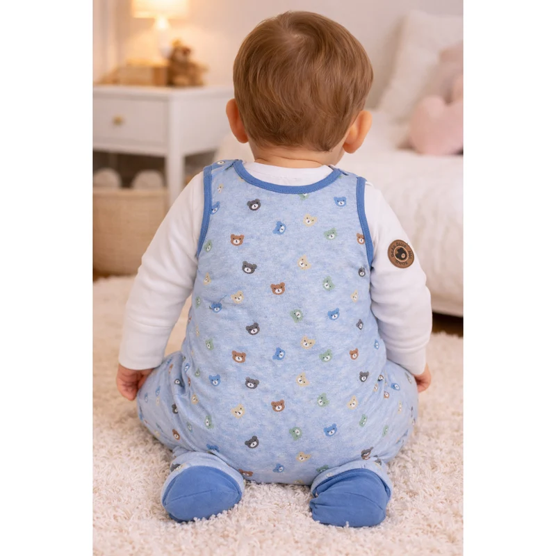 BONDI Baby Strampler Strampelanzug "Bear Club" 94033 | Blue Melange