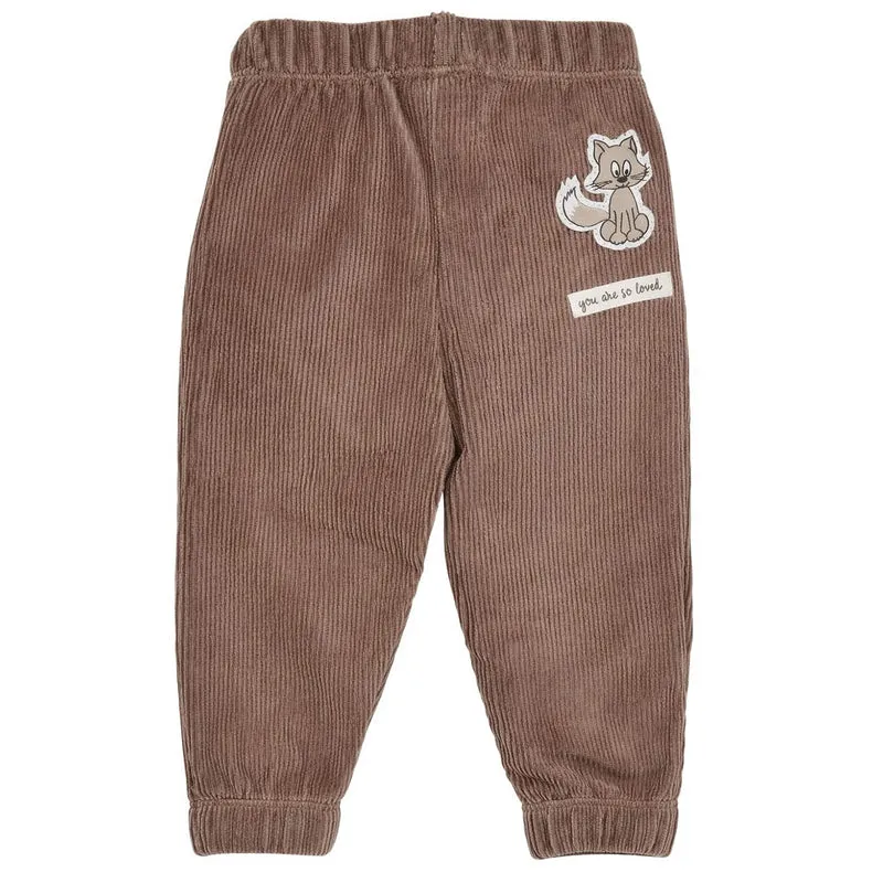 BONDI Baby Jungen Cord Laufhose "Hello little one" 94017 | Schoko