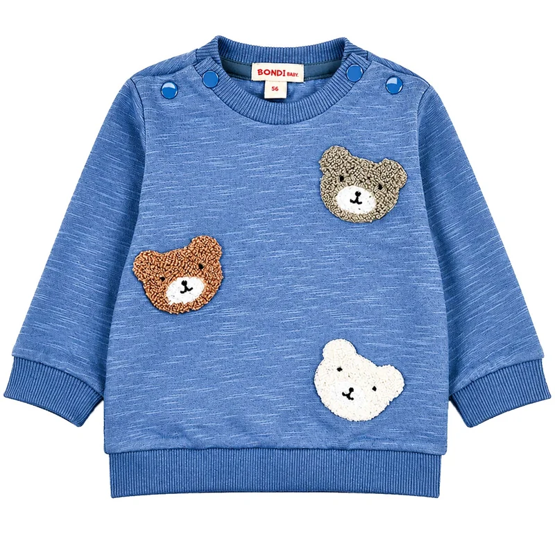 BONDI Baby Jungen Langarmshirt "Bear Club" 94030 | Blau