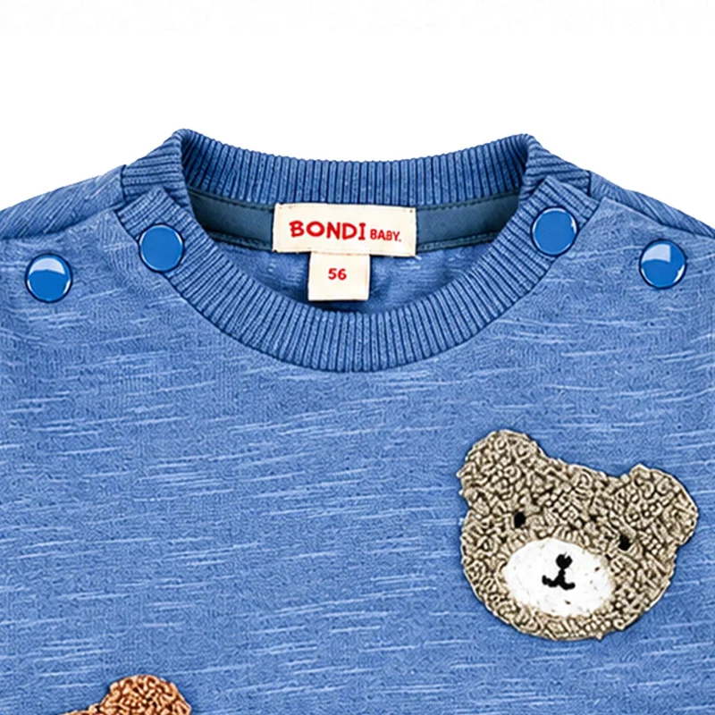 BONDI Baby Jungen Langarmshirt "Bear Club" 94030 | Blau