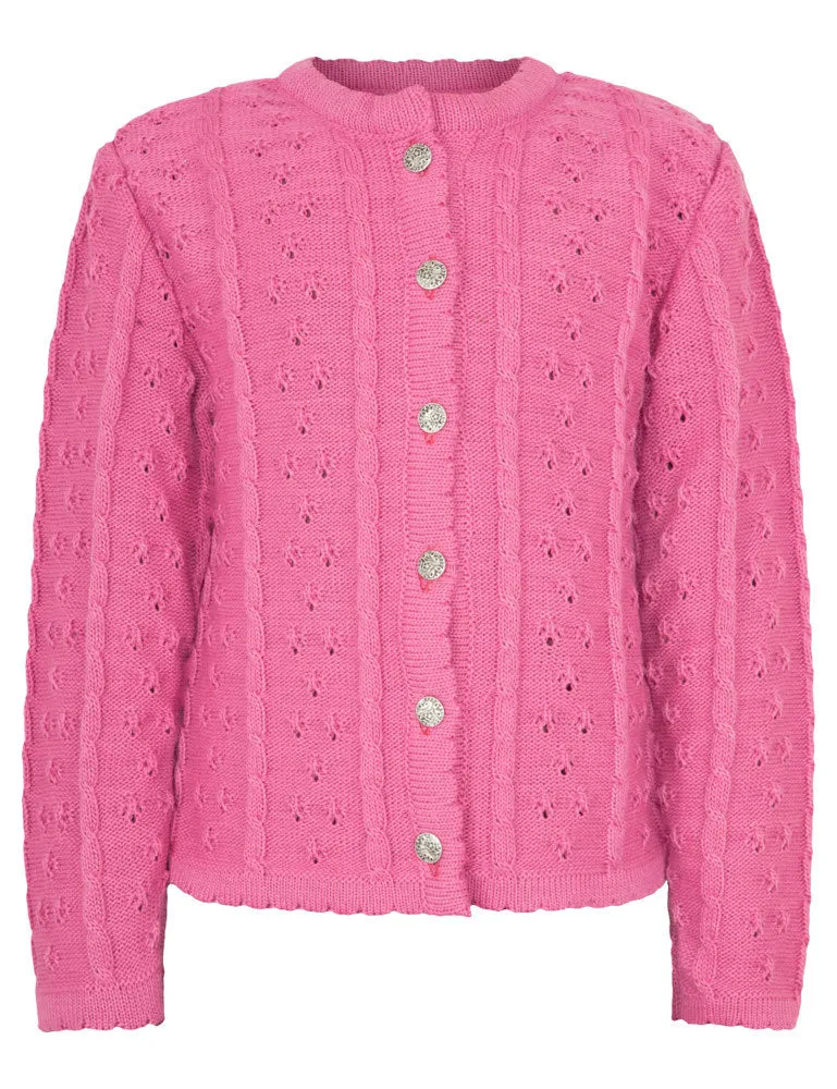 Isar-Trachten Kinder Strickjacke "Leonie" Ajourmuster 47063 | Pink