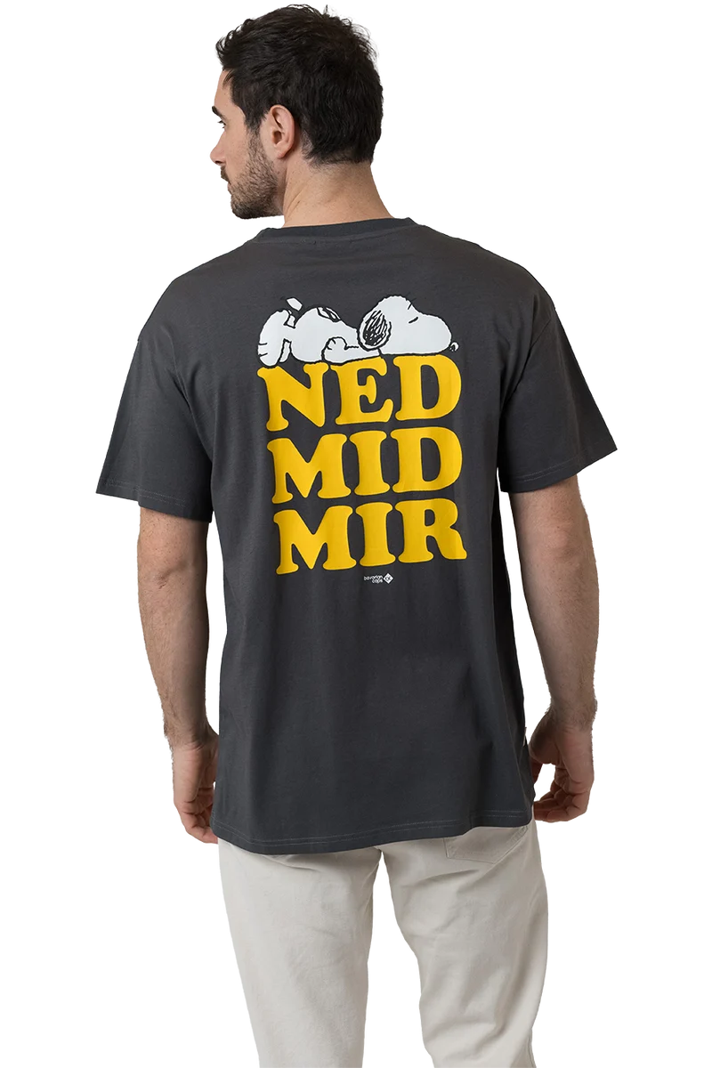 Herren T-Shirt Peanuts 'Ned mid mir' - dunkelgrau