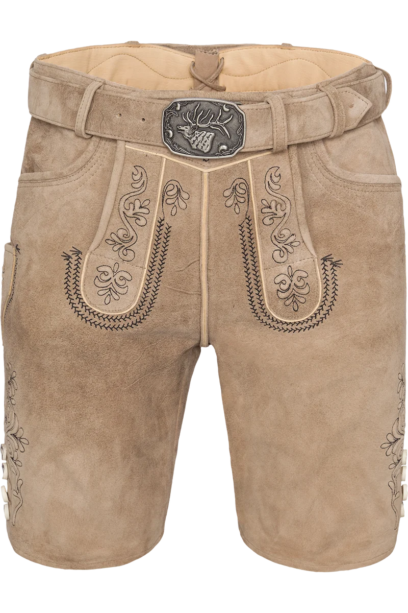 Herren Lederhose kurz mit Gürtel - linde schwarz