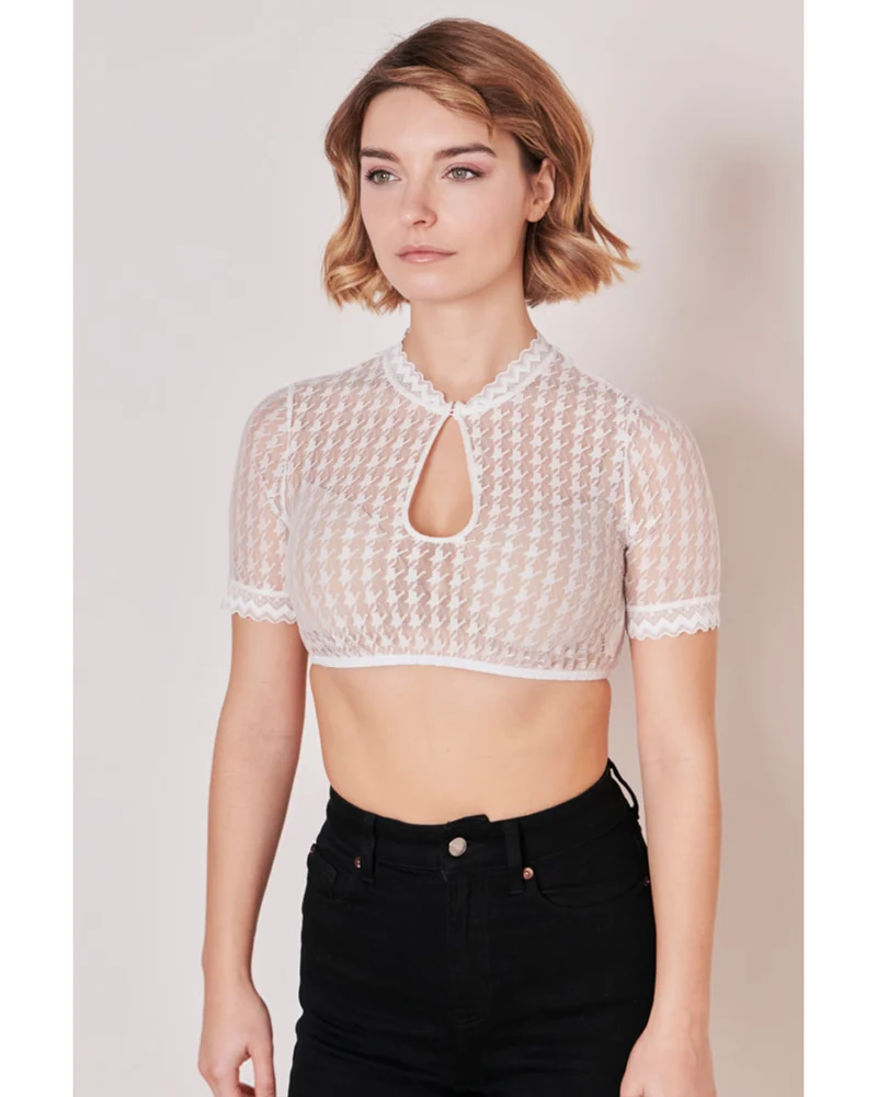 Krüger Collection Dirndlbluse "Bernarda" Kurzarm 216367 | Ecru