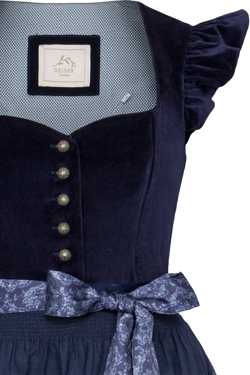 Samtdirndl Midi mit Flügelärmel - marine
