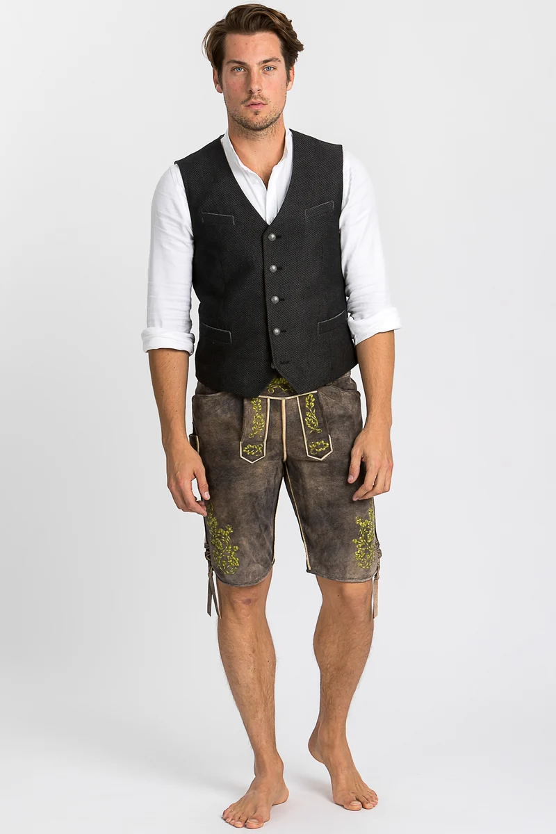 Kurze Beckert Lederhose Chieming Wildbock grau