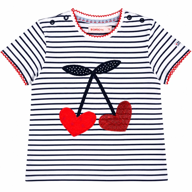 BONDI Baby Kinder T-Shirt "Cherry" 86590 Weiß / Navy - Kurzarmshirt
