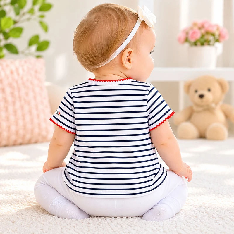 BONDI Baby Kinder T-Shirt "Cherry" 86590 Weiß / Navy - Kurzarmshirt